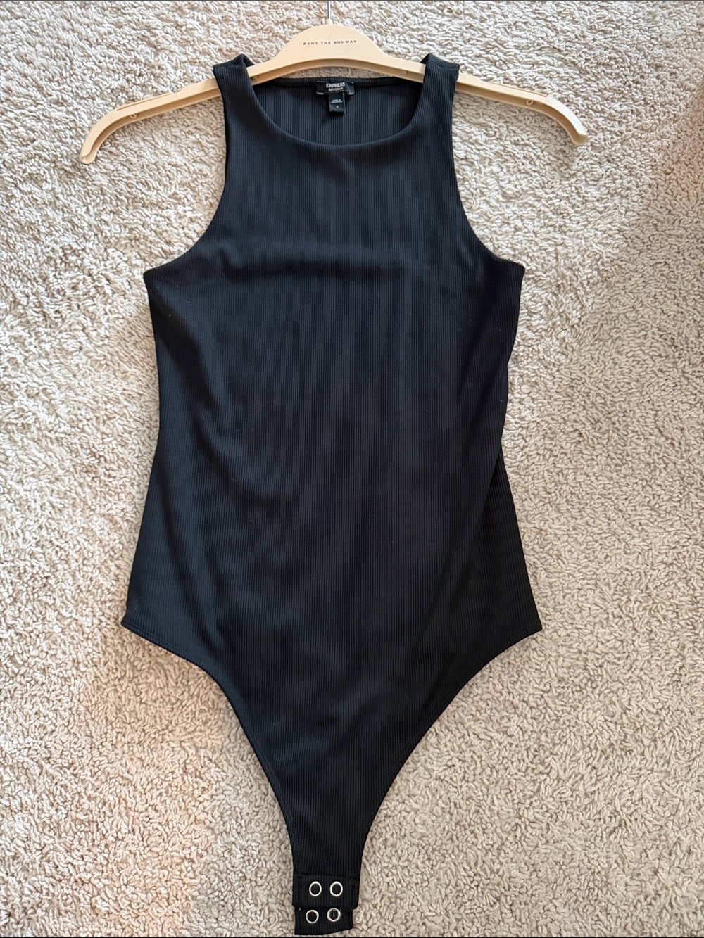 Express Body Contour Black Ribbed Kids One-Piece Bodysuit